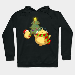 Two Little Chicks With A Christmas Tree Hoodie